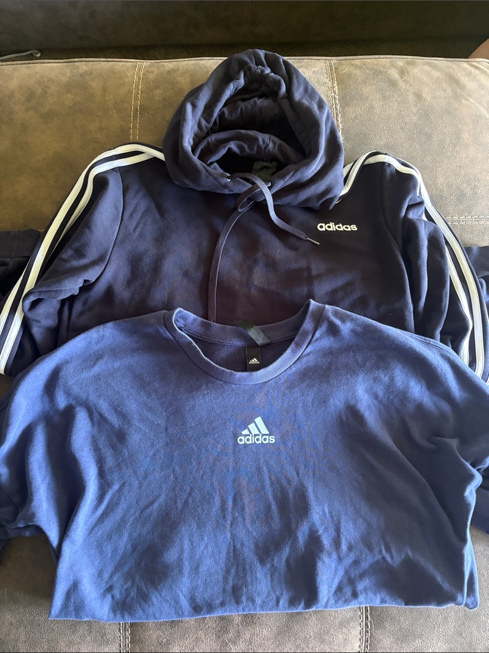 adidas Women’s Navy Hoodie and Blue Crew Sweatshirt Set